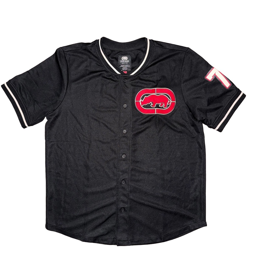 Ecko Unltd. Black Short Sleeve Embroidered Logo Jersey Shirt Skater Streetwear